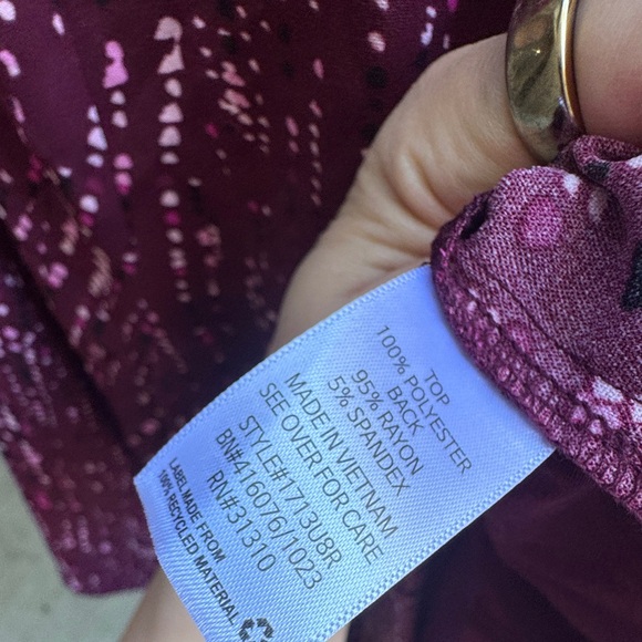 NEW Fortune + Ivy x Stitch Fix purple pattern 3/4 sleeves blouse, medium - Picture 4 of 5